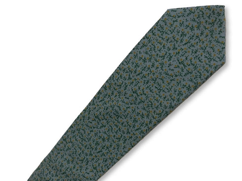light pastel baby blue with yellow ditsy flower print design cotton tie