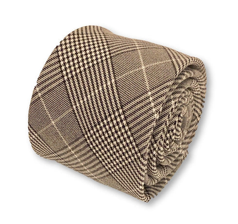 black grey prince of wales check design cotton tie