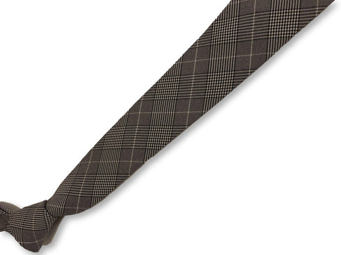black grey prince of wales check design cotton tie