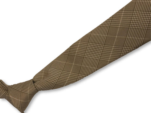 light sage khaki green prince of wales check design cotton tie