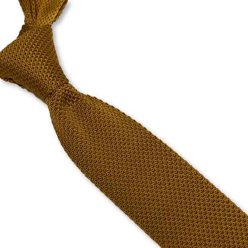 plain mustard gold yellow knitted tie