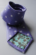 lavender purple tie with white polka dots