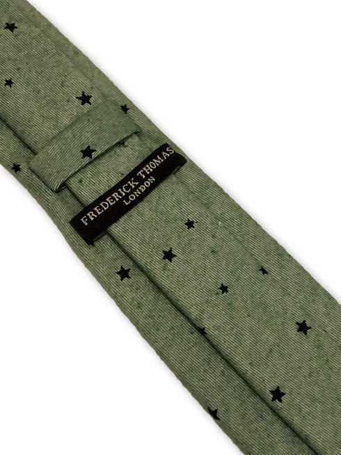 light forest sage green with star design cotton tie