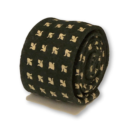 dark forest green with fleur de lis design cotton tie