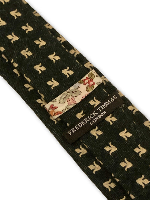 dark forest green with fleur de lis design cotton tie