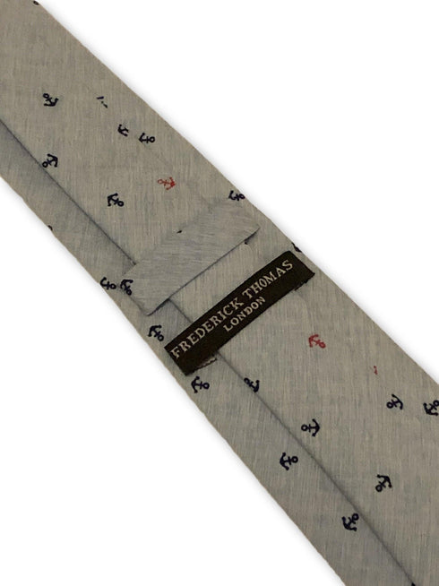 light blue with nautical anchor print design cotton tie