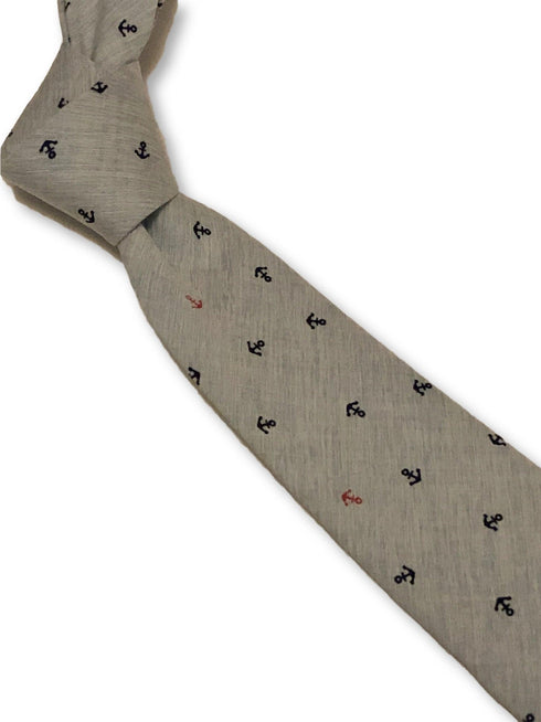 light blue with nautical anchor print design cotton tie
