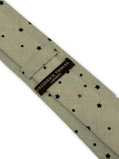 light mint sage green with star design cotton tie