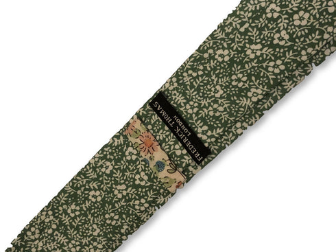 forest green with white floral design cotton tie