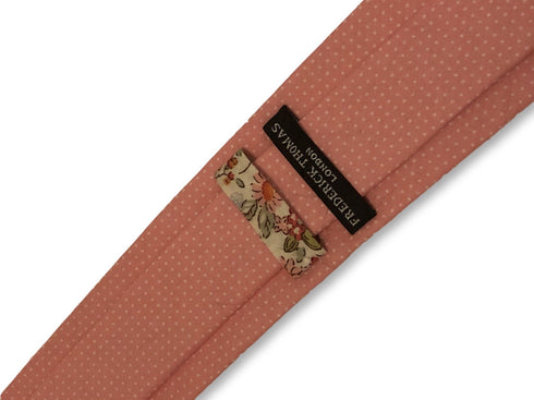 pink with white pin spots design cotton tie