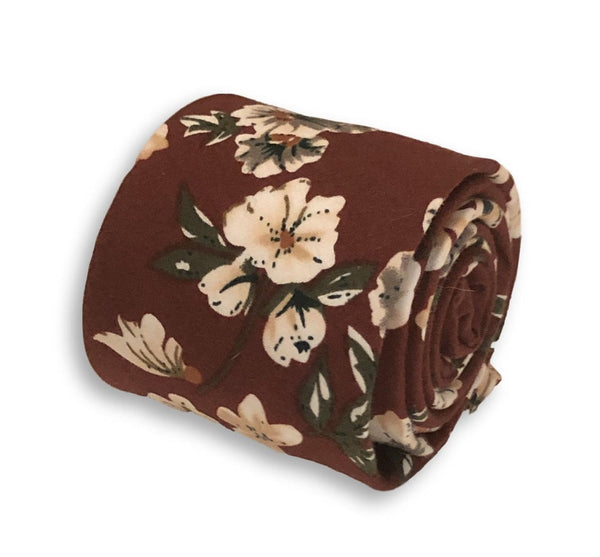 maroon burgundy red with blush pink peony flower design cotton tie