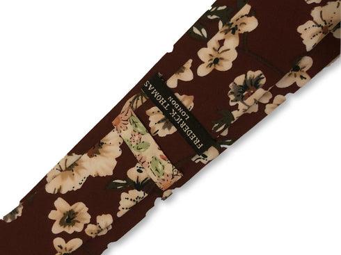 maroon burgundy red with blush pink peony flower design cotton tie