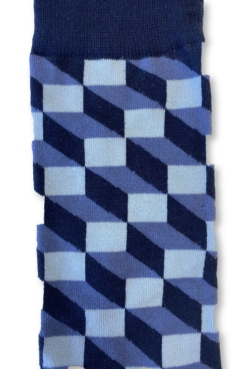 light blue & dark navy mens argyle design cotton socks