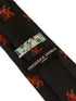 navy blue tie with red scottish lion print design