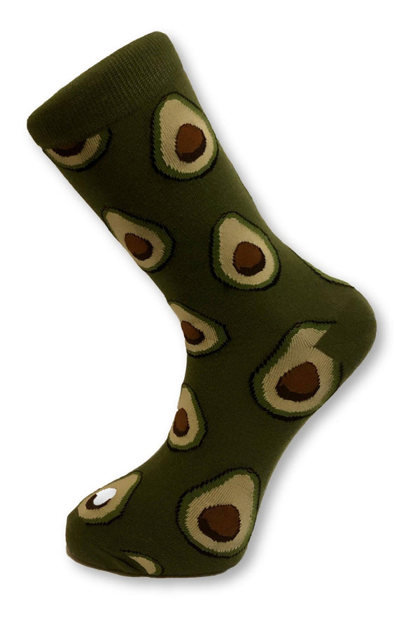 green with avocado design men's socks