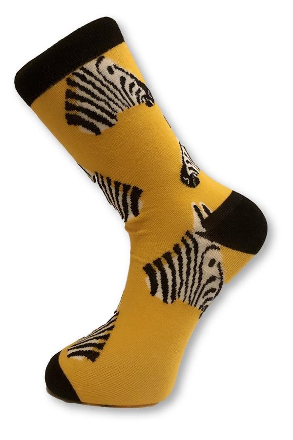 yellow with zebra design men's socks