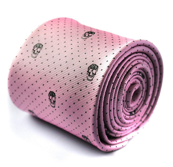 pink skulls design tie