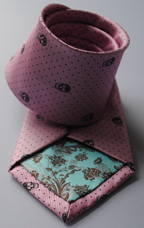 pink skulls design tie