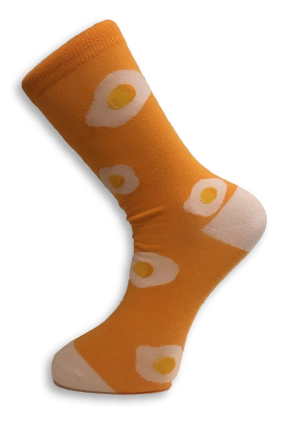 orange peach with fried egg design men's socks