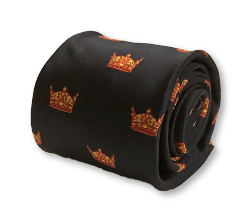 navy blue tie with crown design