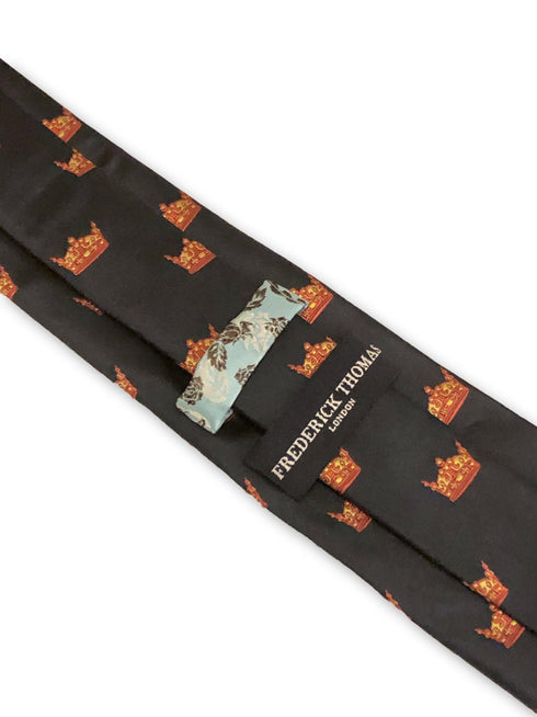 navy blue tie with crown design