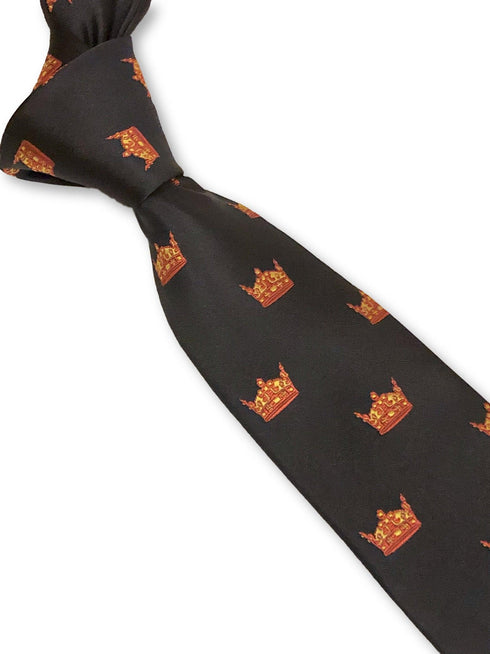 navy blue tie with crown design
