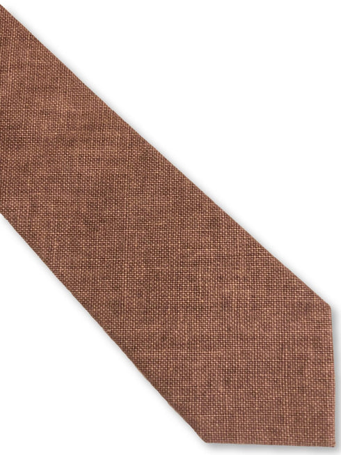 rusty red brown linen tie