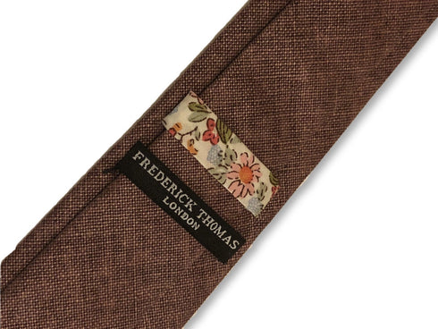 rusty red brown linen tie
