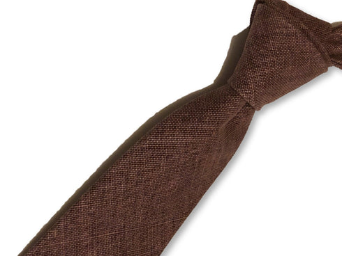 rusty red brown linen tie