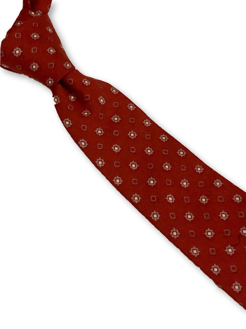 red with geometric design cotton tie