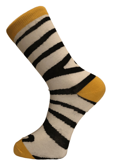 black and white zebra stripe design men's socks