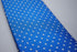electric blue tie with white pin dots