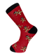 red christmas with gingerbread man design men's socks
