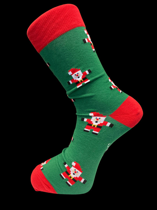 green & red Santa Christmas men's socks