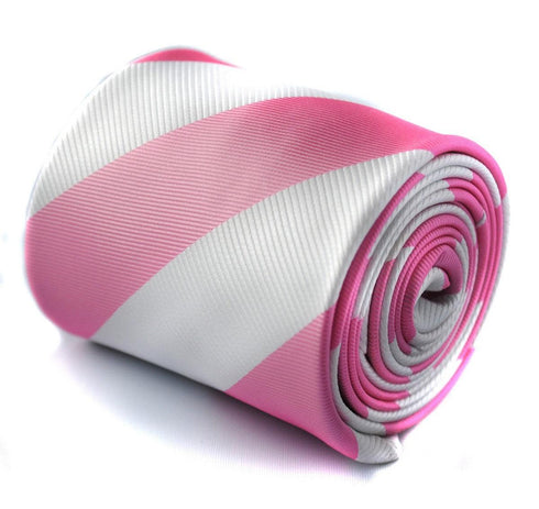 pink and white barber striped tie