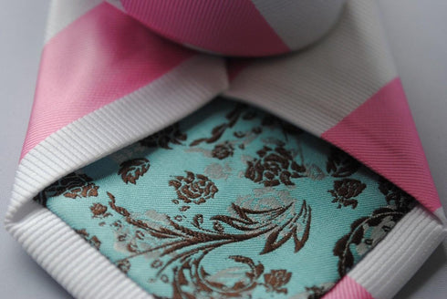 pink and white barber striped tie