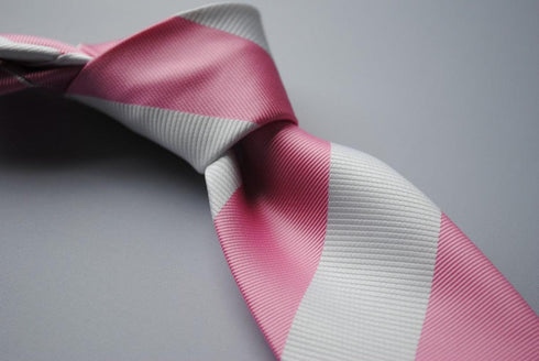 pink and white barber striped tie