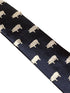 navy blue tie with pig silhouette embroidered design