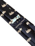 navy blue tie with pig silhouette embroidered design