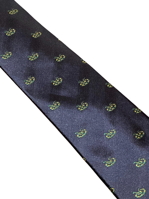 navy blue tie with rattlesnake desert embroidered design