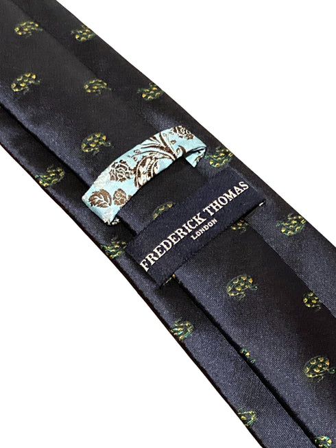navy blue tie with rattlesnake desert embroidered design