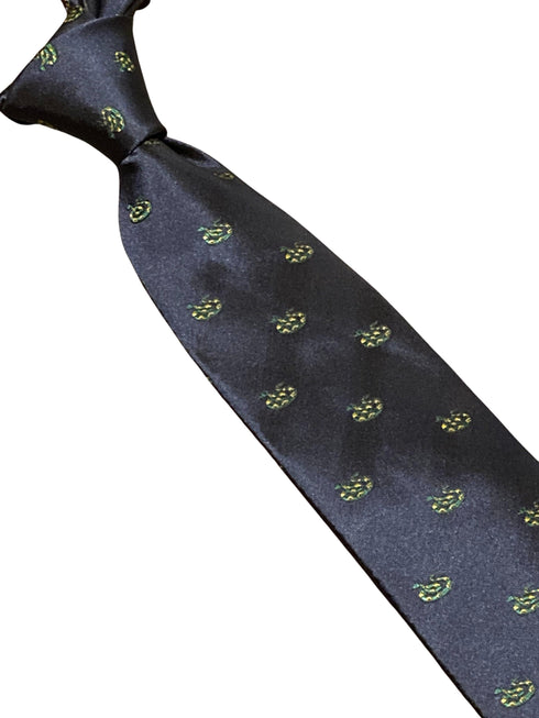 navy blue tie with rattlesnake desert embroidered design