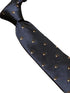navy blue tie with hedgehog embroidered design cute