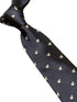 navy blue mens tie with white dove embroidered peace design