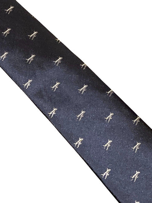 navy blue tie with jumbo jet aeroplane airplane embroidered design