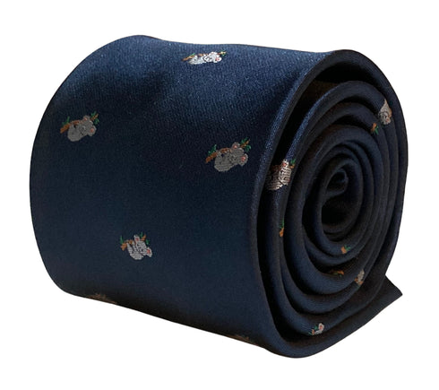 navy blue tie with cute koala bear embroidered design