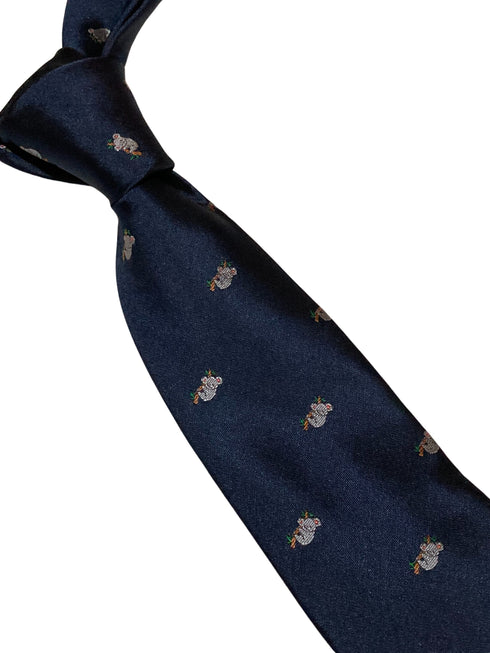navy blue tie with cute koala bear embroidered design