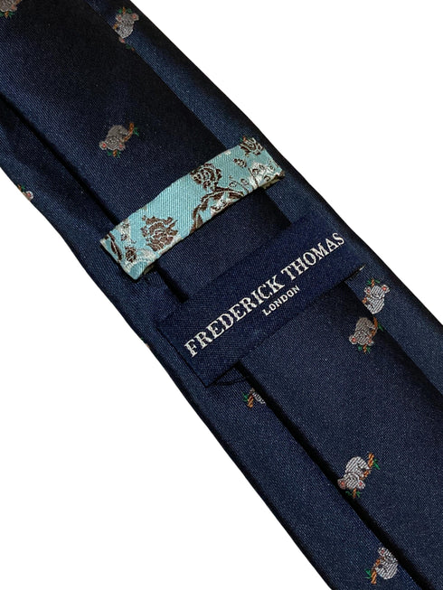 navy blue tie with cute koala bear embroidered design