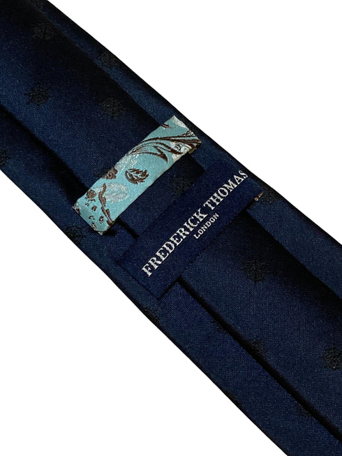 navy tie with black spiders web halloween embroidered design