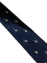 navy blue tie with white goose embroidered design